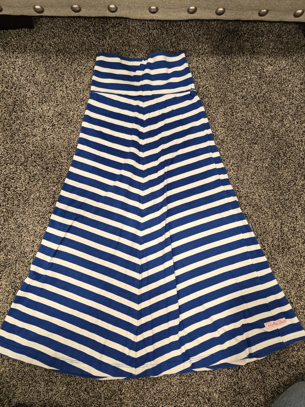Ruffle Butts Blue & White Striped Maxi Skirt